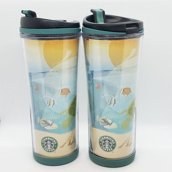 Aloha Hawaii Set Of Two Starbucks Travel Tumblers 12oz - Picture 1 of 6